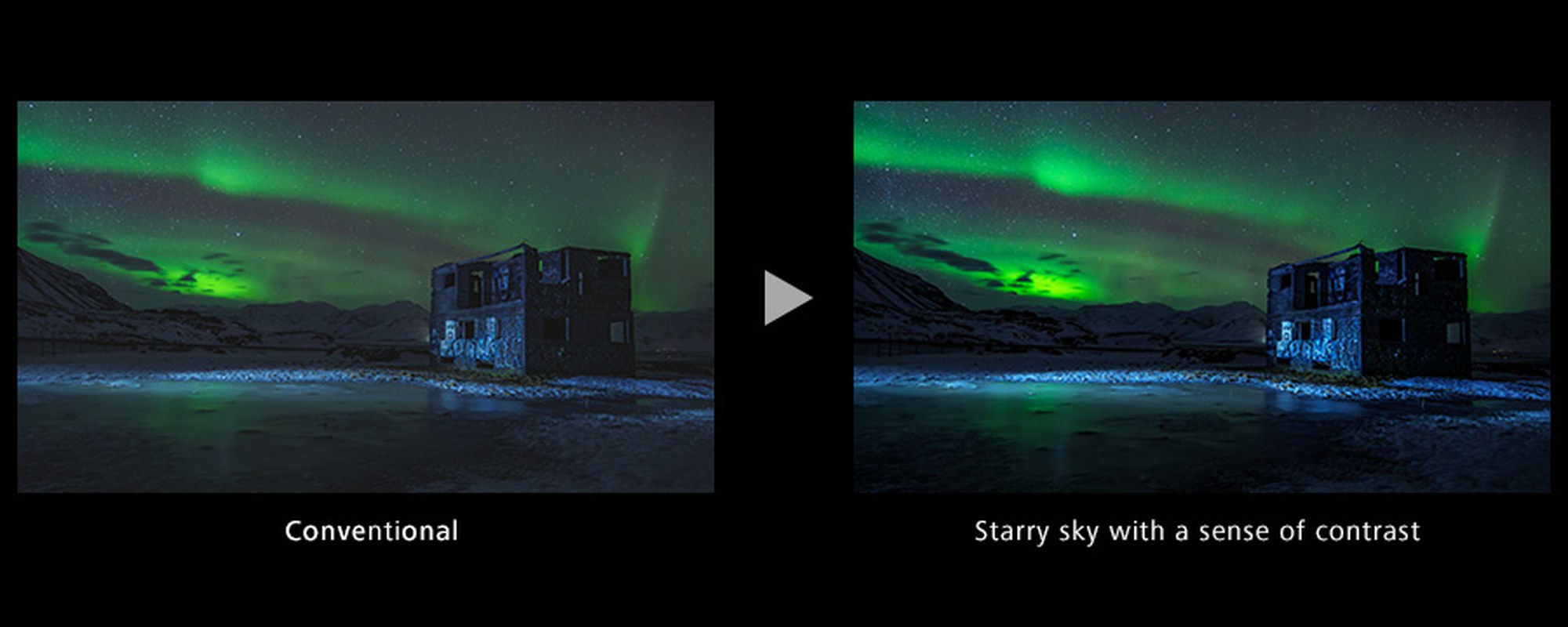 Starry sky scene showing JVC D-ILA native contrast