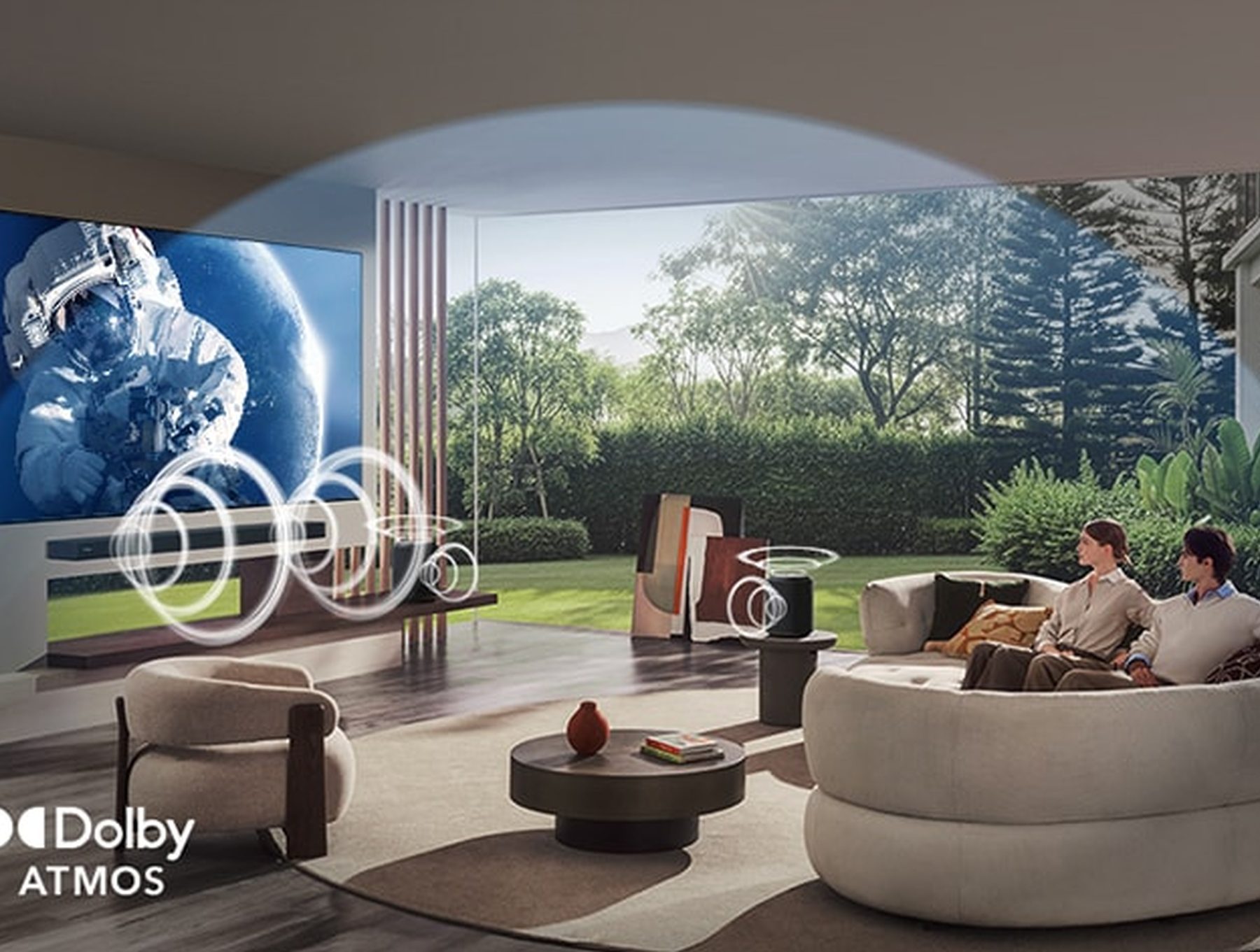 LG TV and projector connected to a home control system