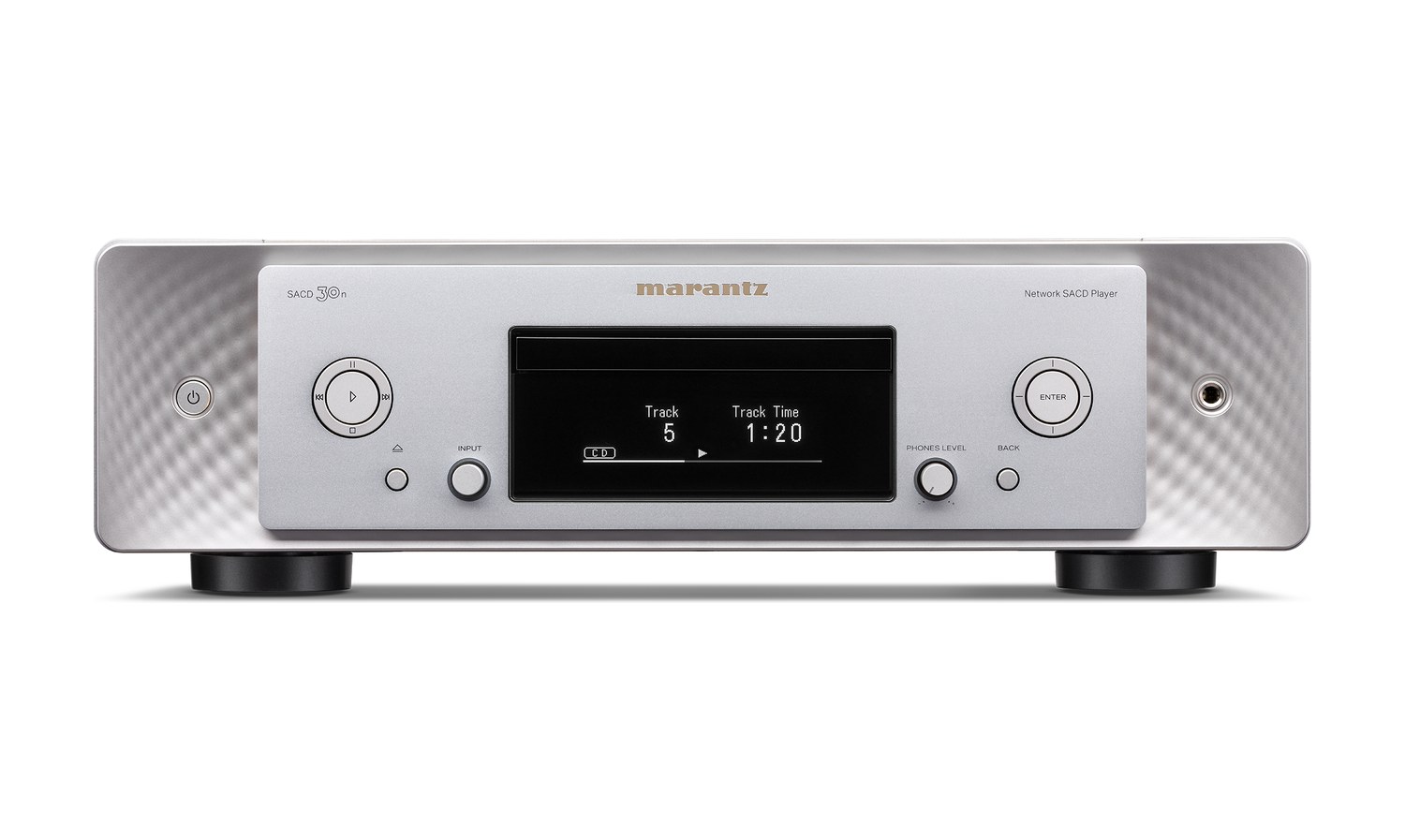 Marantz SACD 30n CD and SACD player in silver-gold, front view