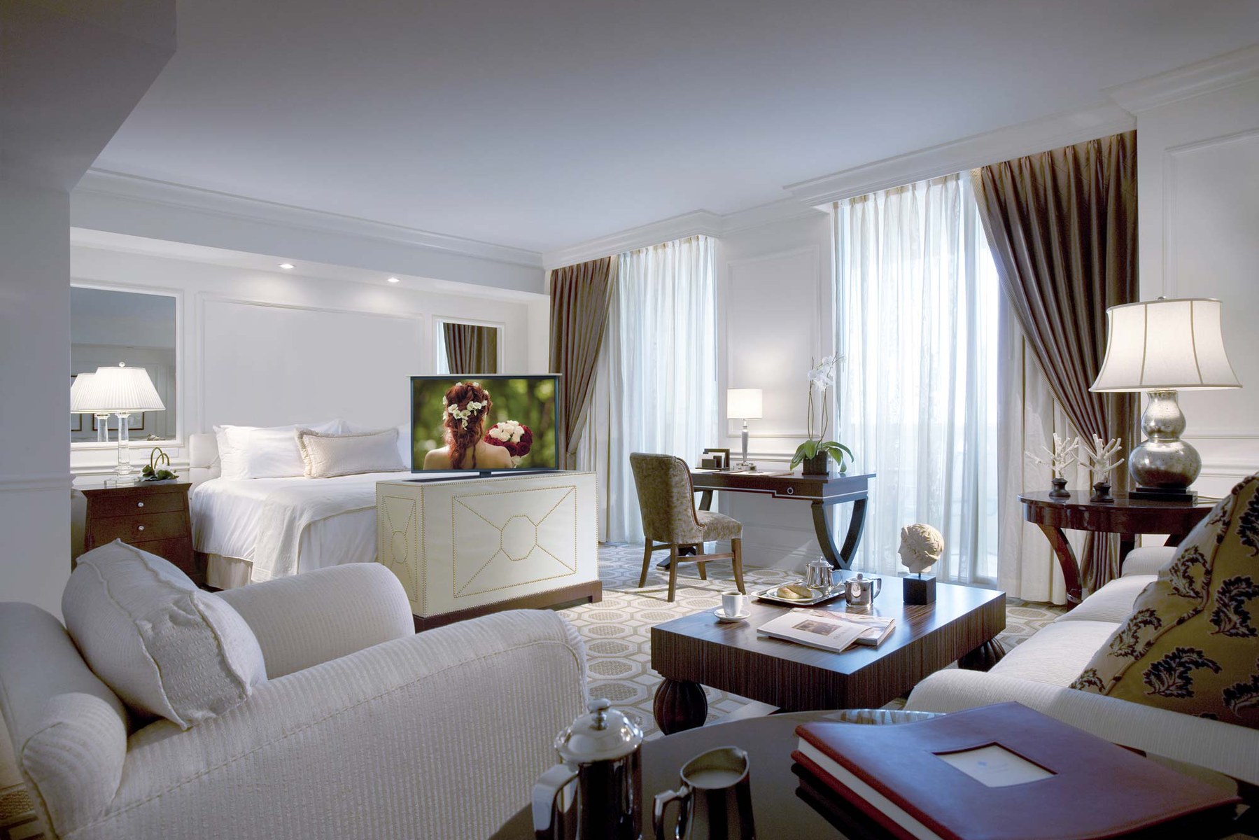 Nexus 21 pop-up TV lift in a resort suite