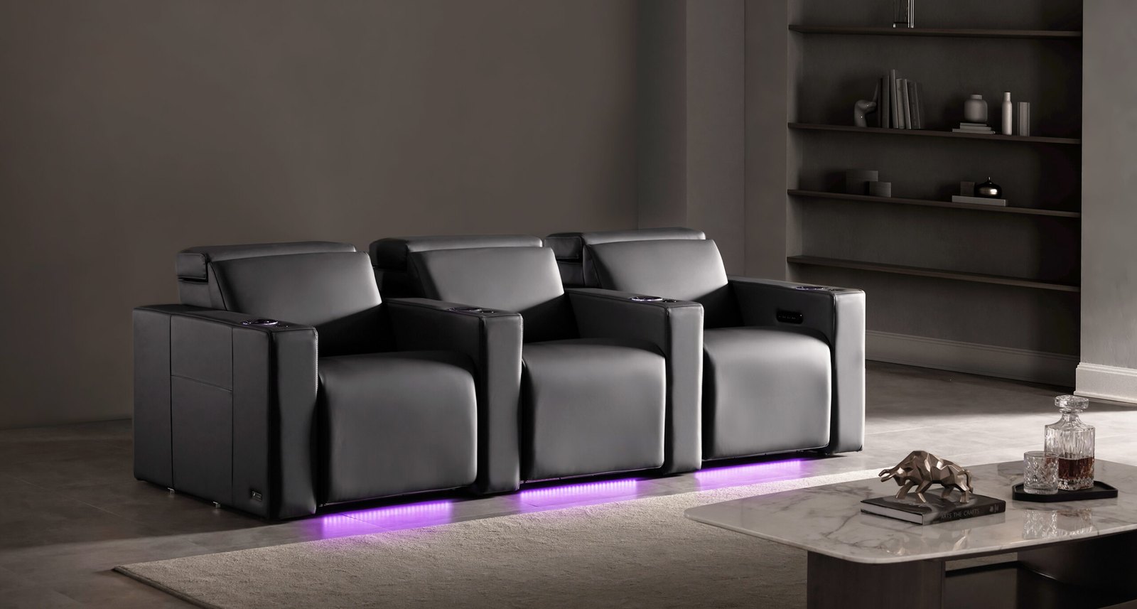 Valencia Barcelona Ultimate Luxury row of three in a modern media room
