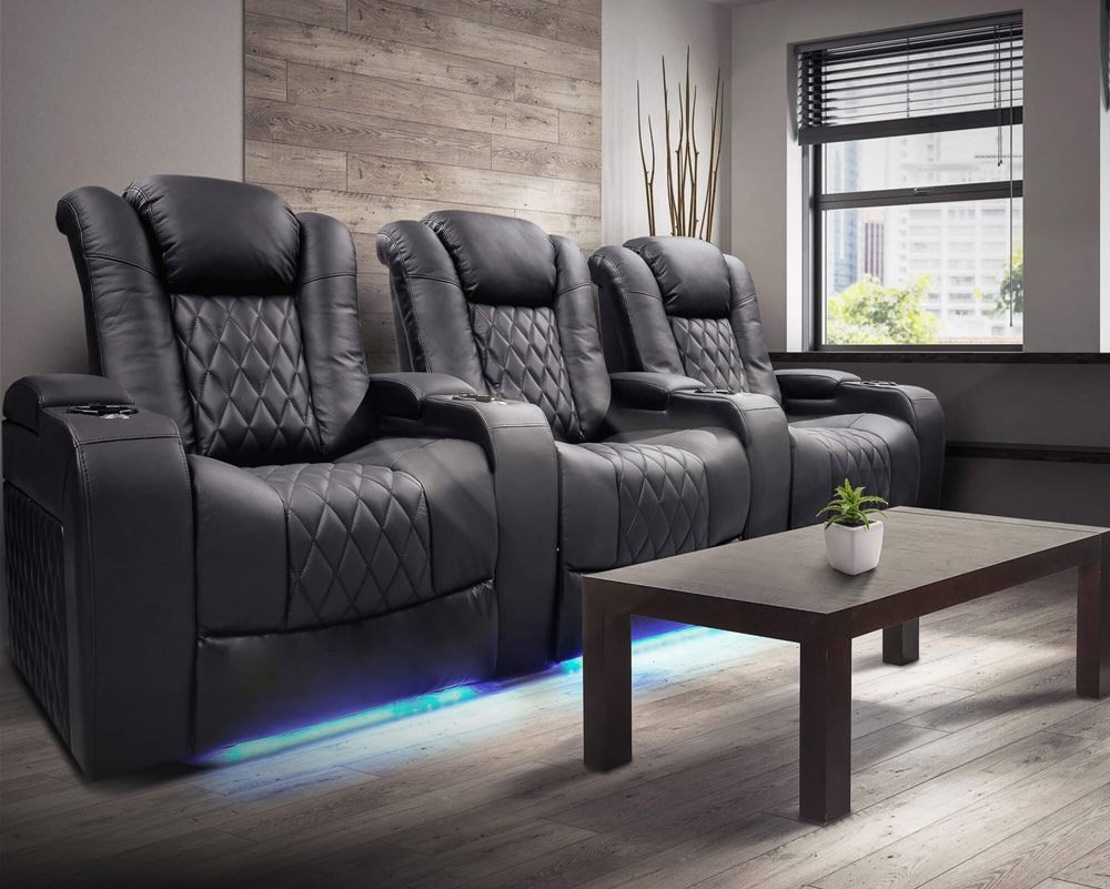 Valencia Tuscany home theatre seats with LED base lighting