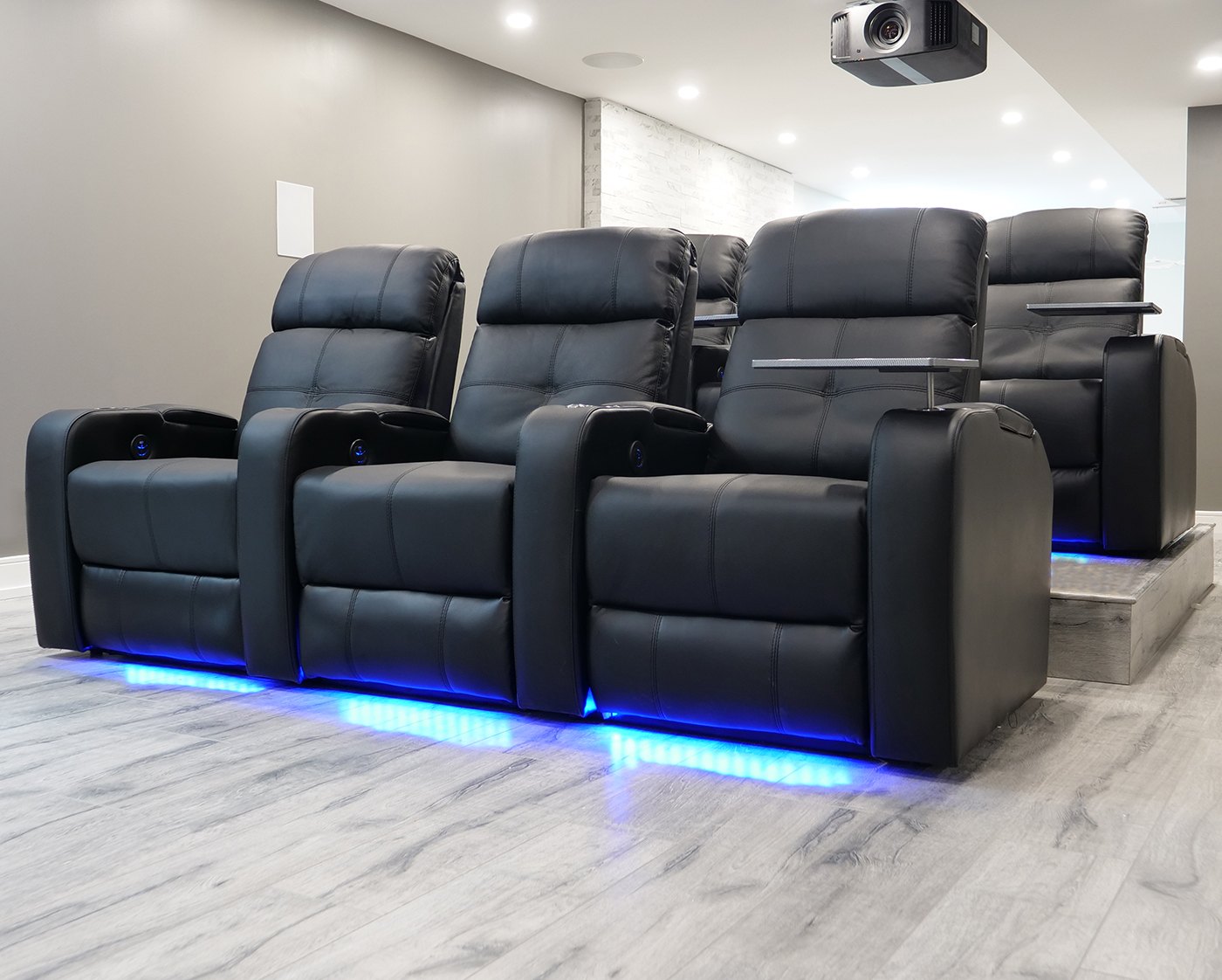 Valencia Verona home theatre recliners with blue LED base lighting