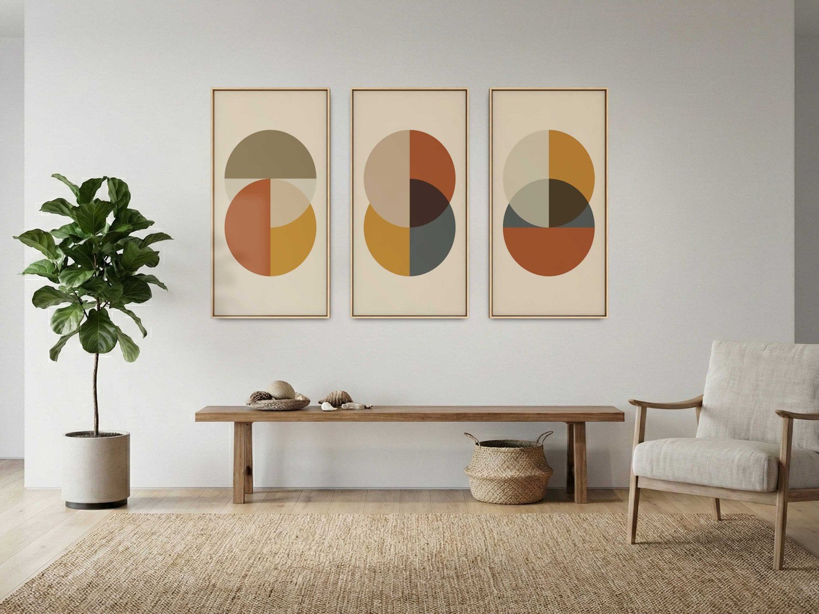 Vicoustic Echo Frame art acoustic panels above a console in a living room