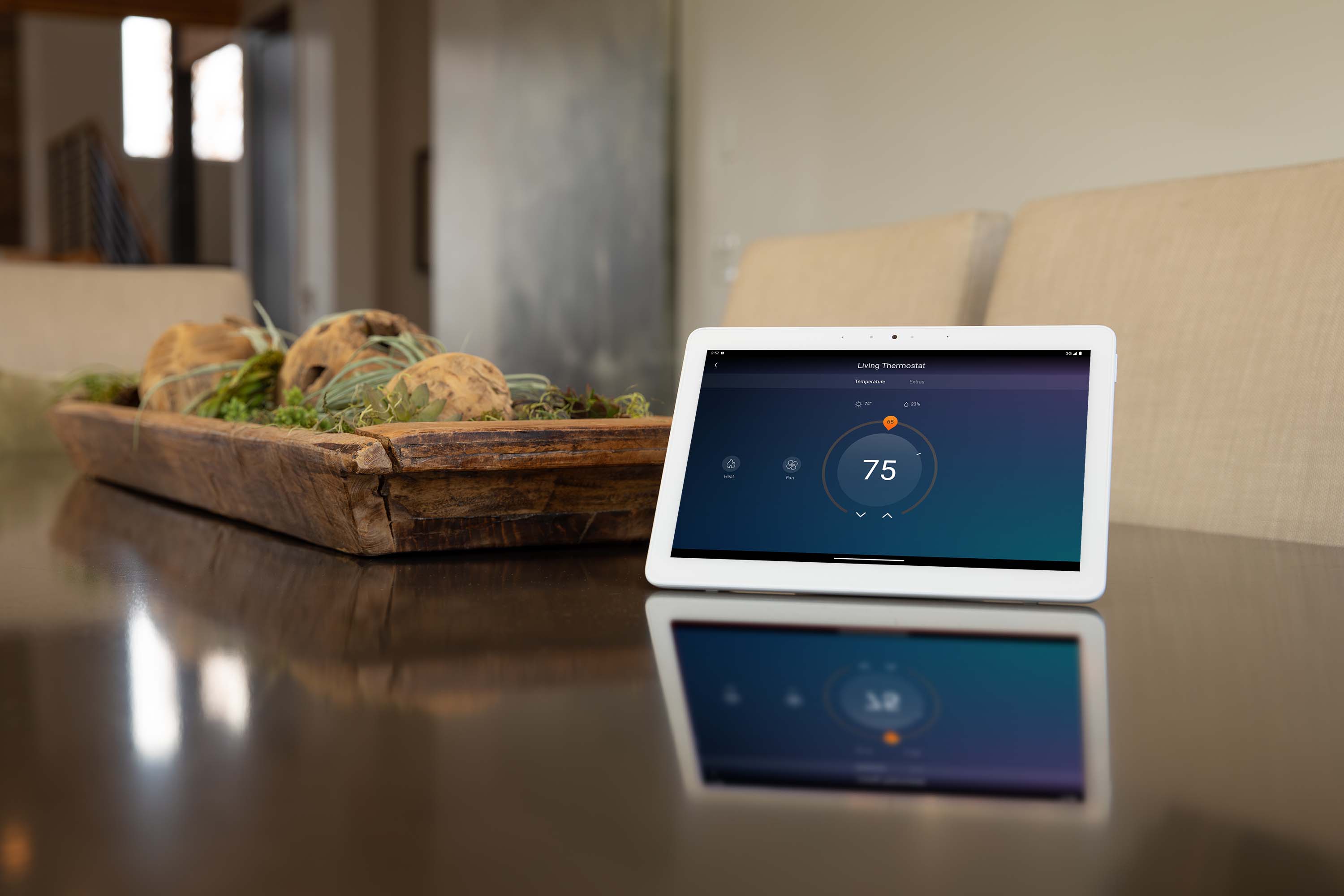 control4 lighting interface on white touch panel on wall