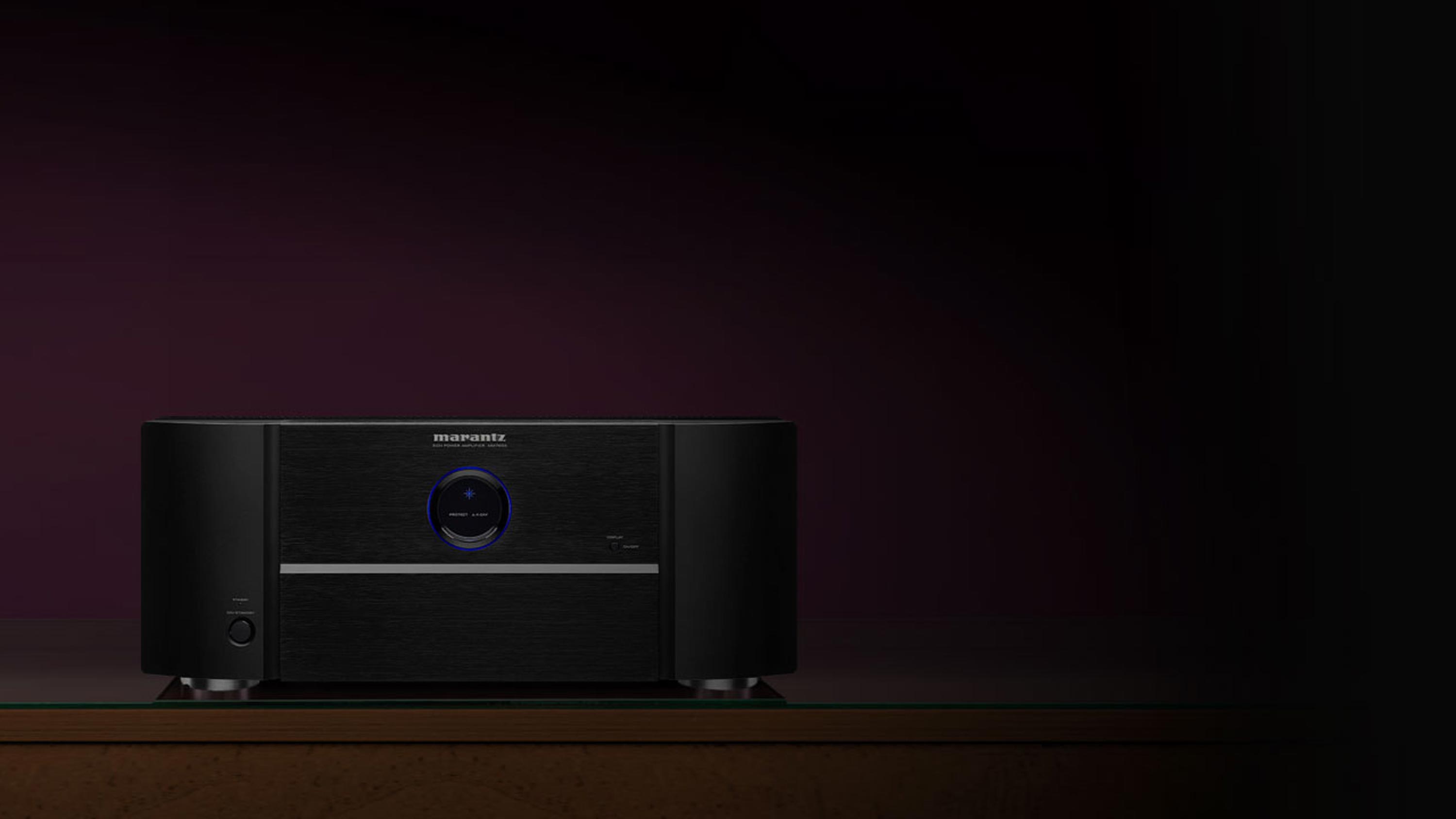 Marantz separates in front of a purple wall