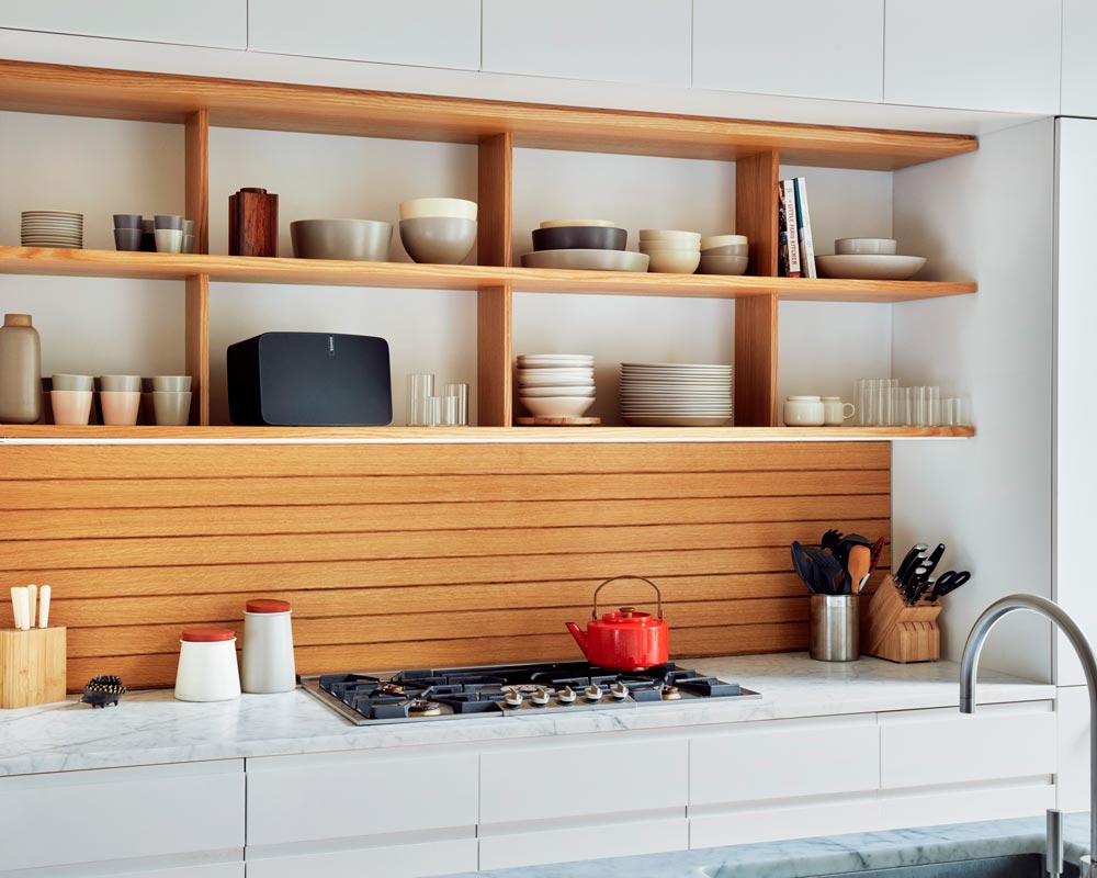 Sonos speaker on a kitchen counter