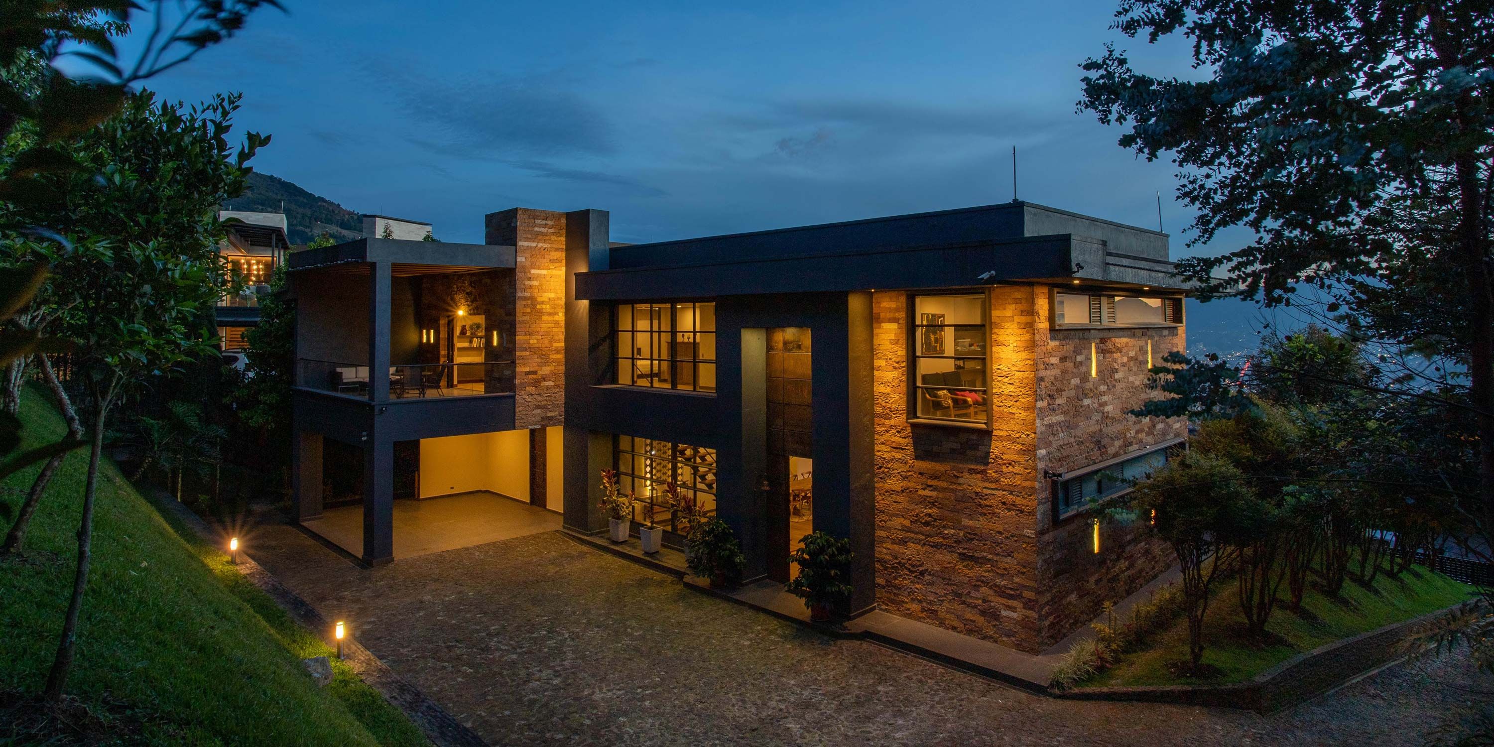 exterior of modern home at dusk